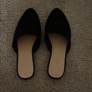 Black Textured Mules